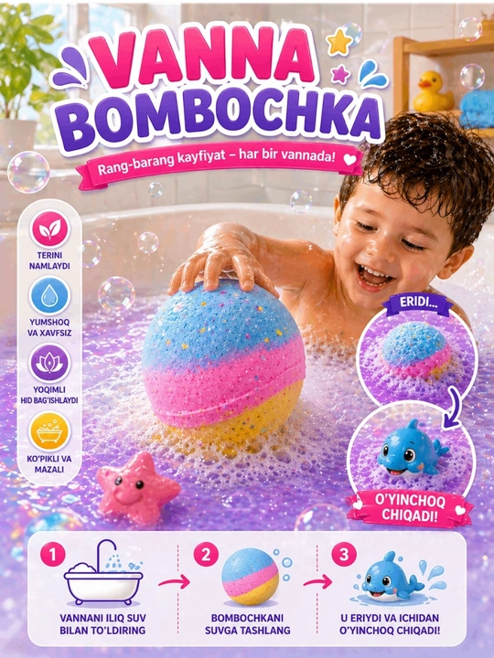 Xar xil bombochkalar bolalar uchun oyinchoqli vanna uchun