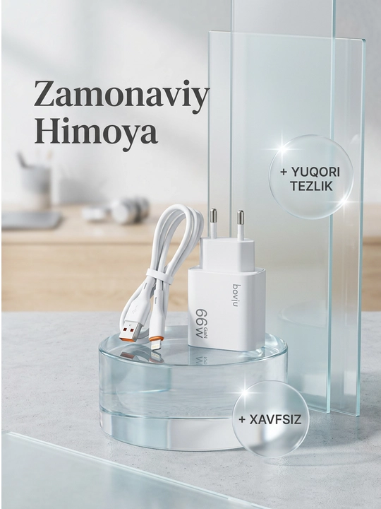 Tezkor Zaryadlovchi To'plam 66W + Type-C, Lightning, Type-C - 