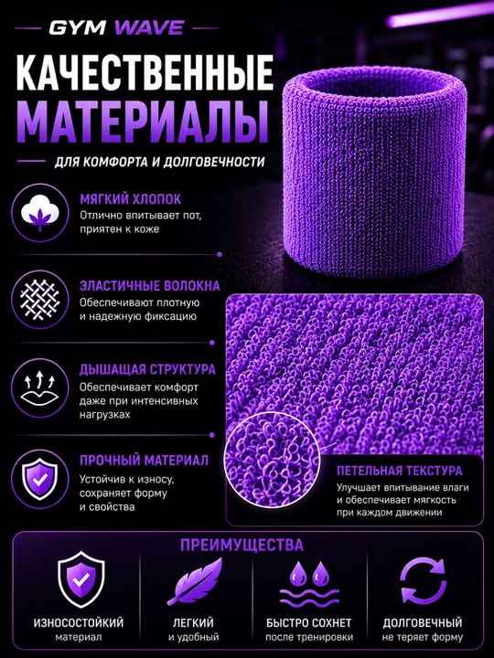 Спортивный напульсник, напульсник для фитнеса, впитывающий пот напульсник