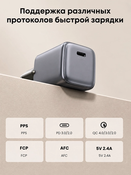 Ugreen Nexode PD Gan CD318 20W Type-C tarmoqli zaryadlovchi qurilmasi