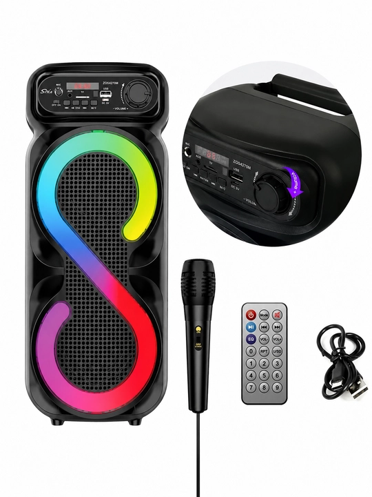 , караоке, с RGB подсветкой, с микрофоном и пультом - 