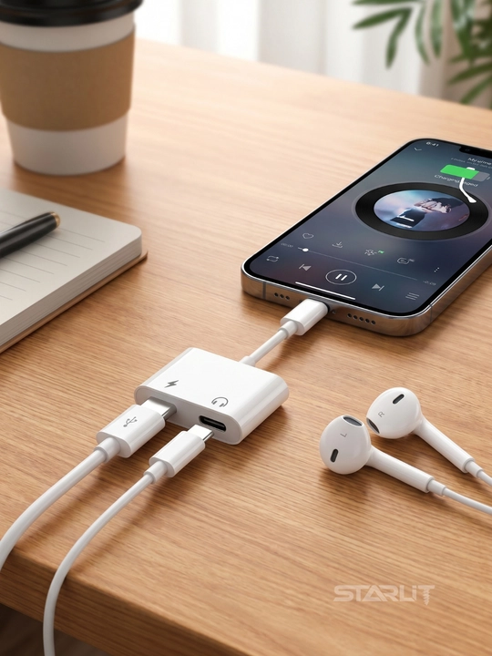 Адаптер-разветвитель Type-C, 2 в 1—зарядка и наушники,USB-C splitter, аудио+зарядка, 12 Вт