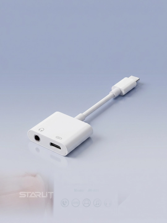 Адаптер-разветвитель Type-C, 2 в 1—зарядка и наушники,USB-C splitter, аудио+зарядка, 12 Вт