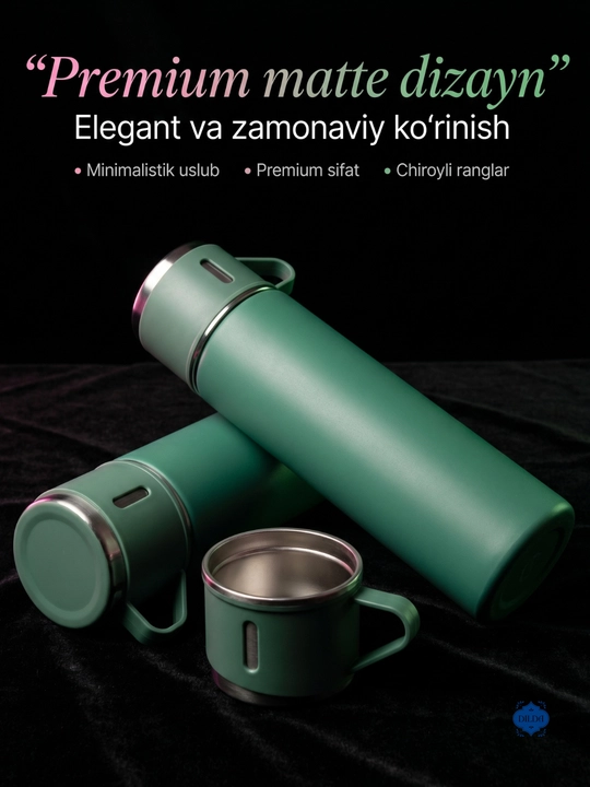 Termos-termos krujkasi, 3 stakandan iborat sovg'a to'plami, 500 ml
