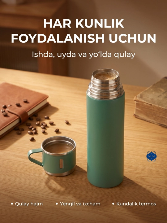 Termos-termos krujkasi, 3 stakandan iborat sovg'a to'plami, 500 ml