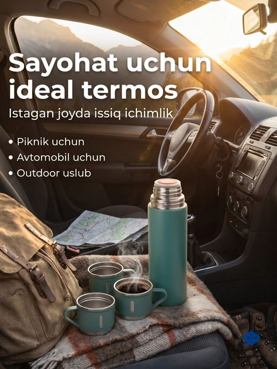 Termos-termos krujkasi, 3 stakandan iborat sovg'a to'plami, 500 ml