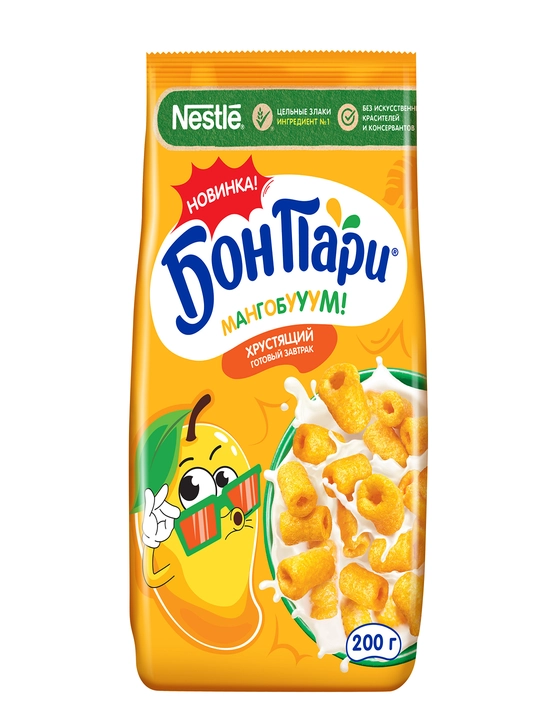 BON PARI®. Mangobuuum. Kaltsiy bilan boyitilgan mango ta’mli tayyor donli nonushta 200g - 