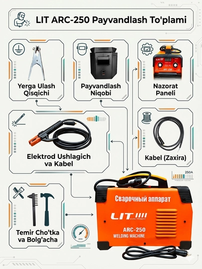 LIT ARC-250 payvandlash aparati, MMA 250A, svarka uchun