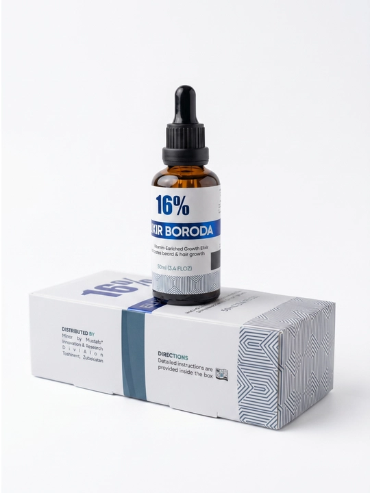 Elixir Boroda 16% Minoksidil – soch va soqol o‘stirish eliksiri 50 ml