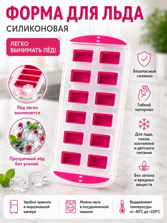 Силиконовая форма для льда гибкая форма для заморозки кубиков льда - 