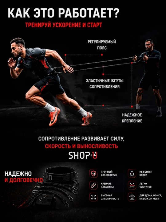 Парашют для бега Profit MDK-079 / резинка сопротивления для бега и футбольных тренировок