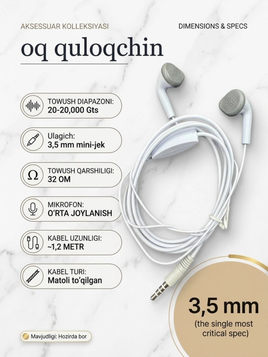 Simli quloqchinlar, simli naushnik telefon va kompyuter  uchun musiqa va video tinglashga