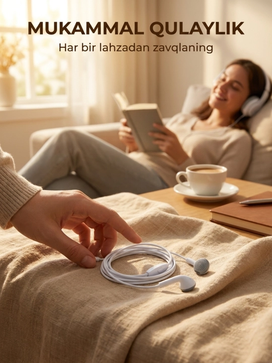 Simli quloqchinlar, simli naushnik telefon va kompyuter  uchun musiqa va video tinglashga