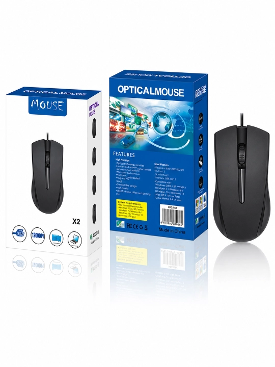 Simli USB kompyuter sichqonchasi noutbuk va PK uchun