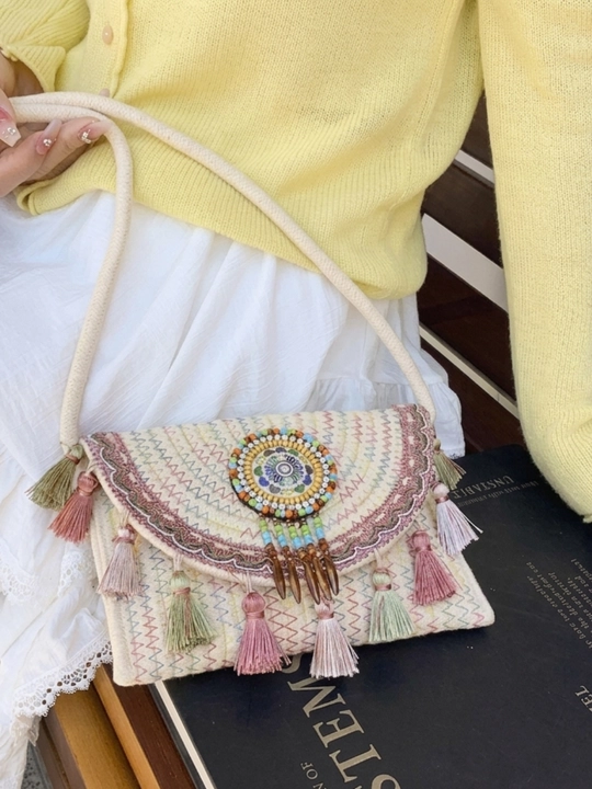 Плетёная сумка в этническом стиле Женская сумка в стиле boho