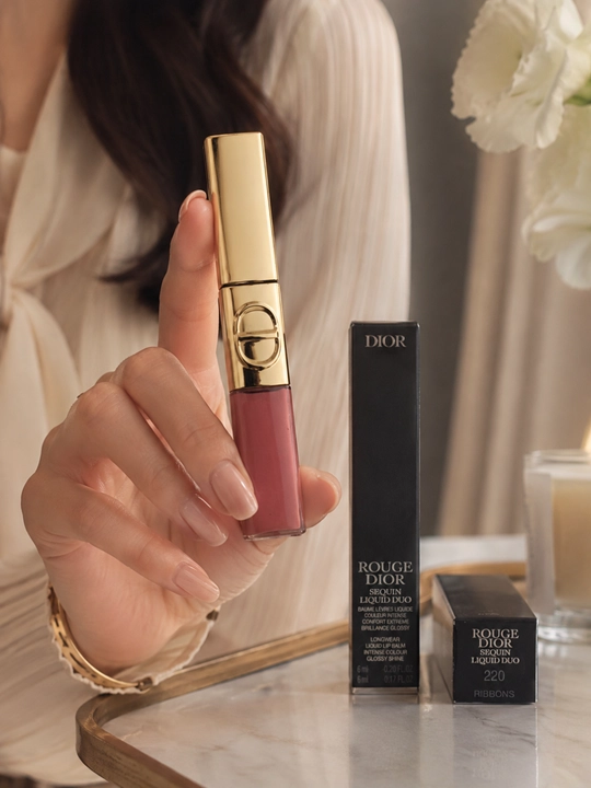 Блеск и помада 2 в 1 Dior Rouge Dior Sequin Liquid Duo 220 стойкий глянцевый финиш