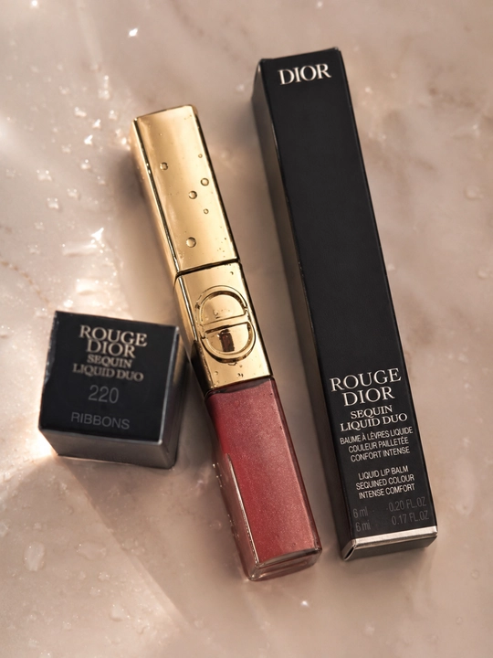 Блеск и помада 2 в 1 Dior Rouge Dior Sequin Liquid Duo 220 стойкий глянцевый финиш