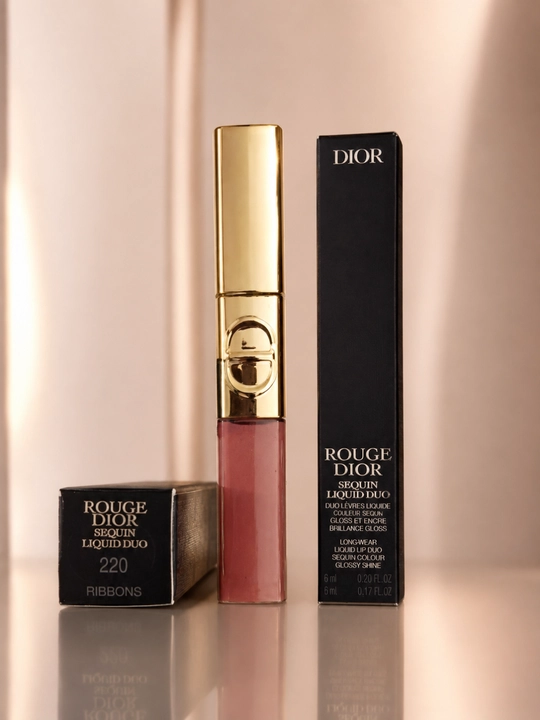 Блеск и помада 2 в 1 Dior Rouge Dior Sequin Liquid Duo 220 стойкий глянцевый финиш