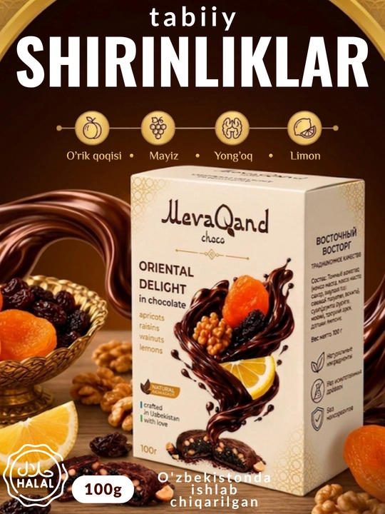 Tabiiy shokoladli shirinlik, MevaQand shokoladli konfetlar, 100 g