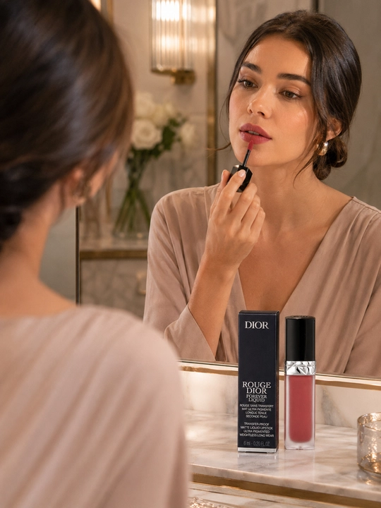 Матовая жидкая помада Dior Rouge Dior Forever Liquid 458 нежный коралловый оттенок
