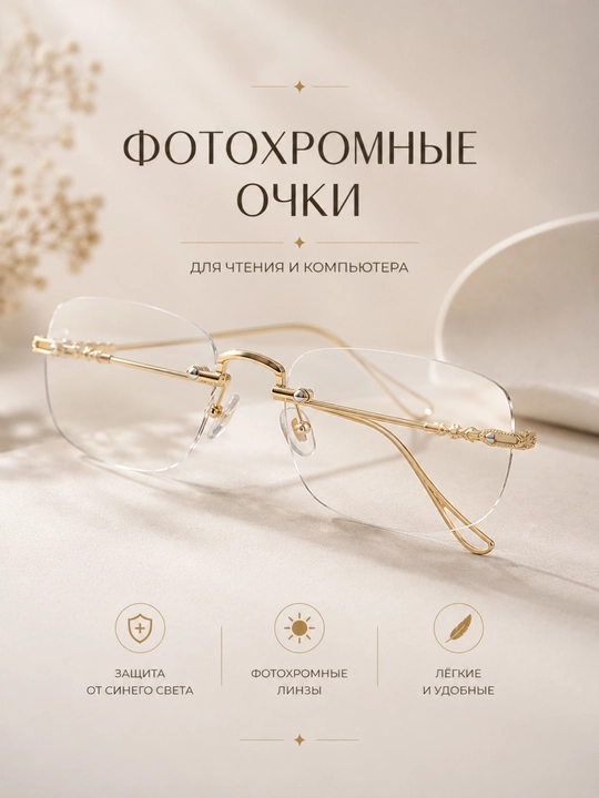 Компьютерные очки фотохром очки анти-синий свет лёгкие безободковые очки