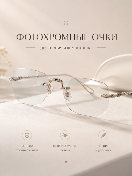 Компьютерные очки фотохром очки анти-синий свет лёгкие безободковые очки