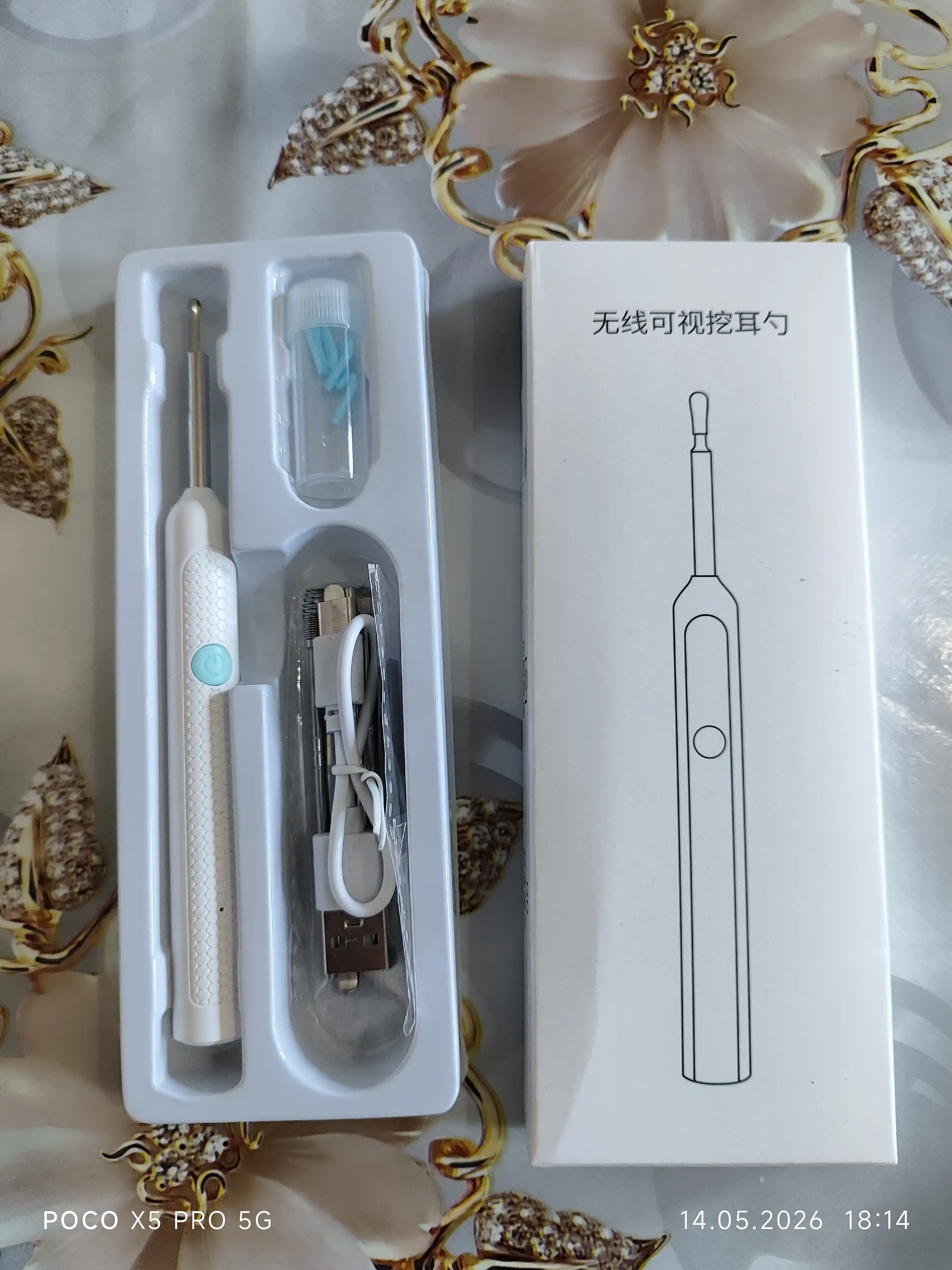 LED quloq kirini olib tashlash, simsiz quloq kamerasi Ultra HD, otoskop vizual 10-to'plam