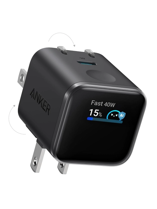 Anker Nano 45W Smart Display GaN USB-C зарядное устройство с поворотной вилкой 180° - 