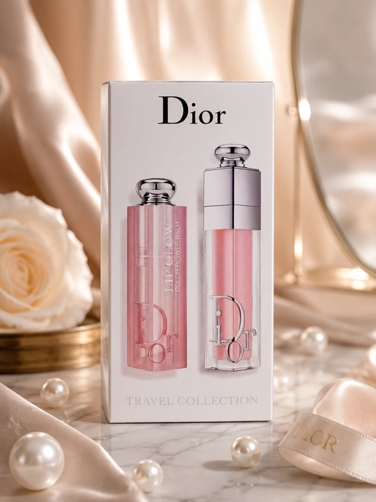 Pushti duo lab to‘plami Balzam va gloss Dior Addict Lip Maximizer & Lip Glow 001 Pink