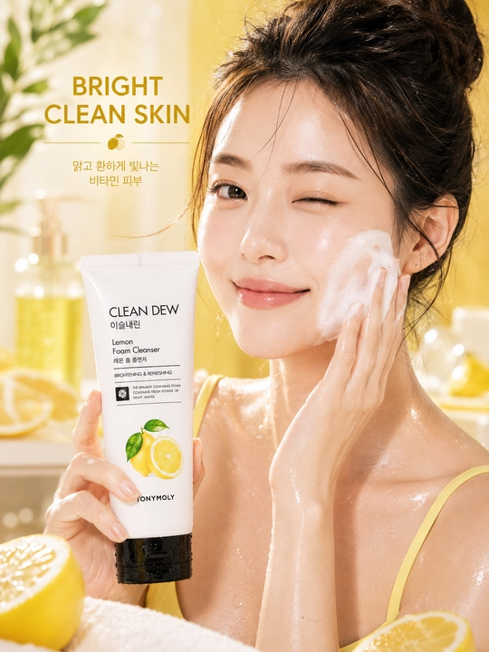 TONYMOLY CLEAN DEW Пенка для умывания Aloe Lemon Blueberry Cherry 180 мл - 