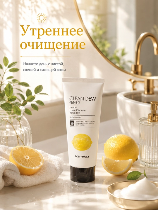 TONYMOLY CLEAN DEW Пенка для умывания Aloe Lemon Blueberry Cherry 180 мл