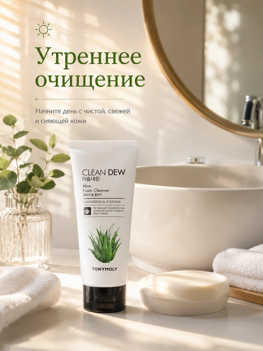 TONYMOLY CLEAN DEW Yuz Yuvish Ko‘pigi Aloe Lemon Blueberry Cherry 180 ml