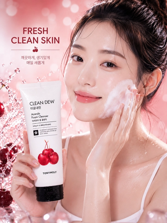 TONYMOLY CLEAN DEW Пенка для умывания Aloe Lemon Blueberry Cherry 180 мл - 