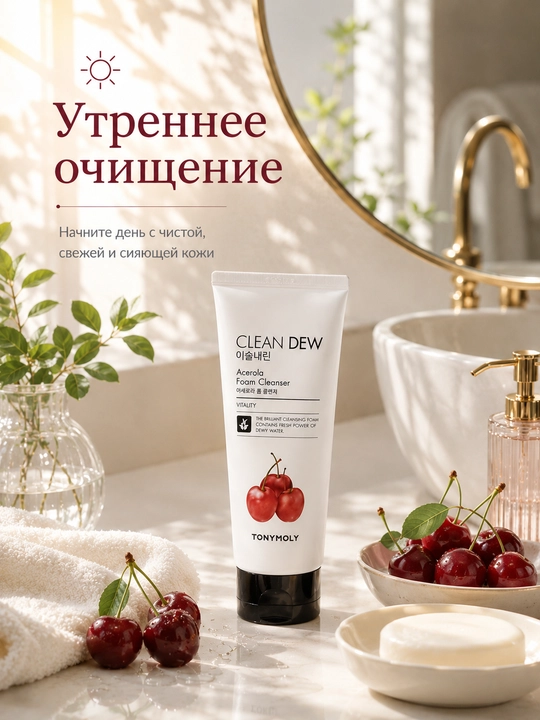 TONYMOLY CLEAN DEW Пенка для умывания Aloe Lemon Blueberry Cherry 180 мл