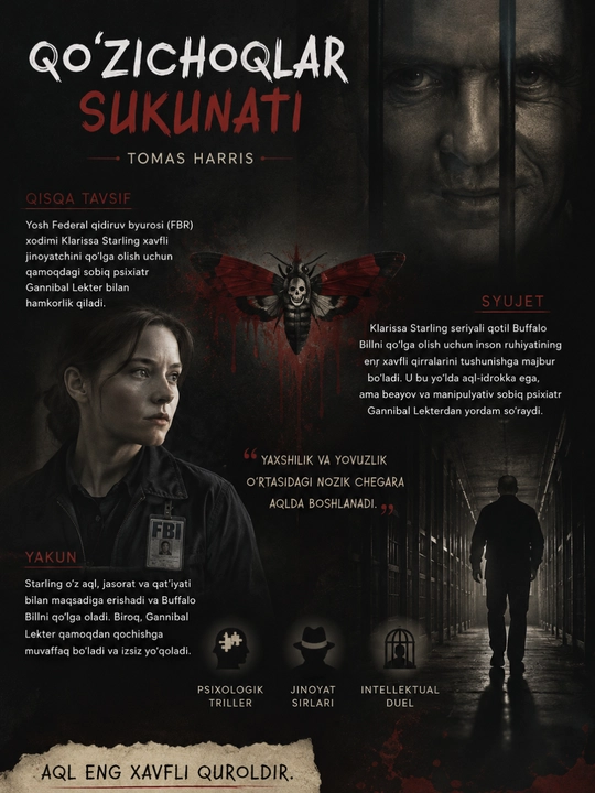 Qo‘zichoqlar sukunati — Tomas Harris | Psixologik triller roman