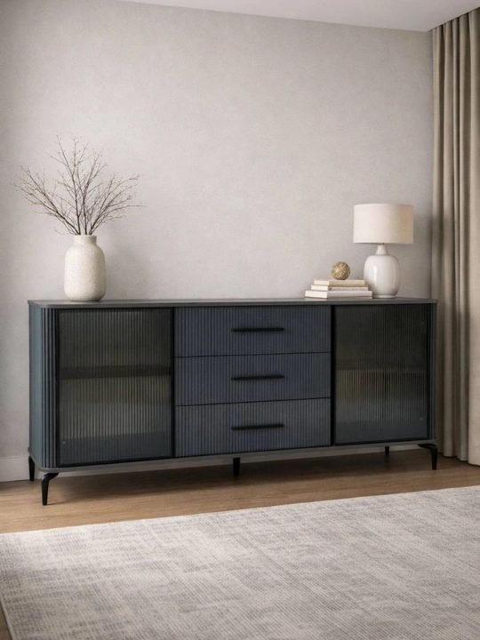 Zamonaviy kamod, qora rang, 180x40x85 sm - 