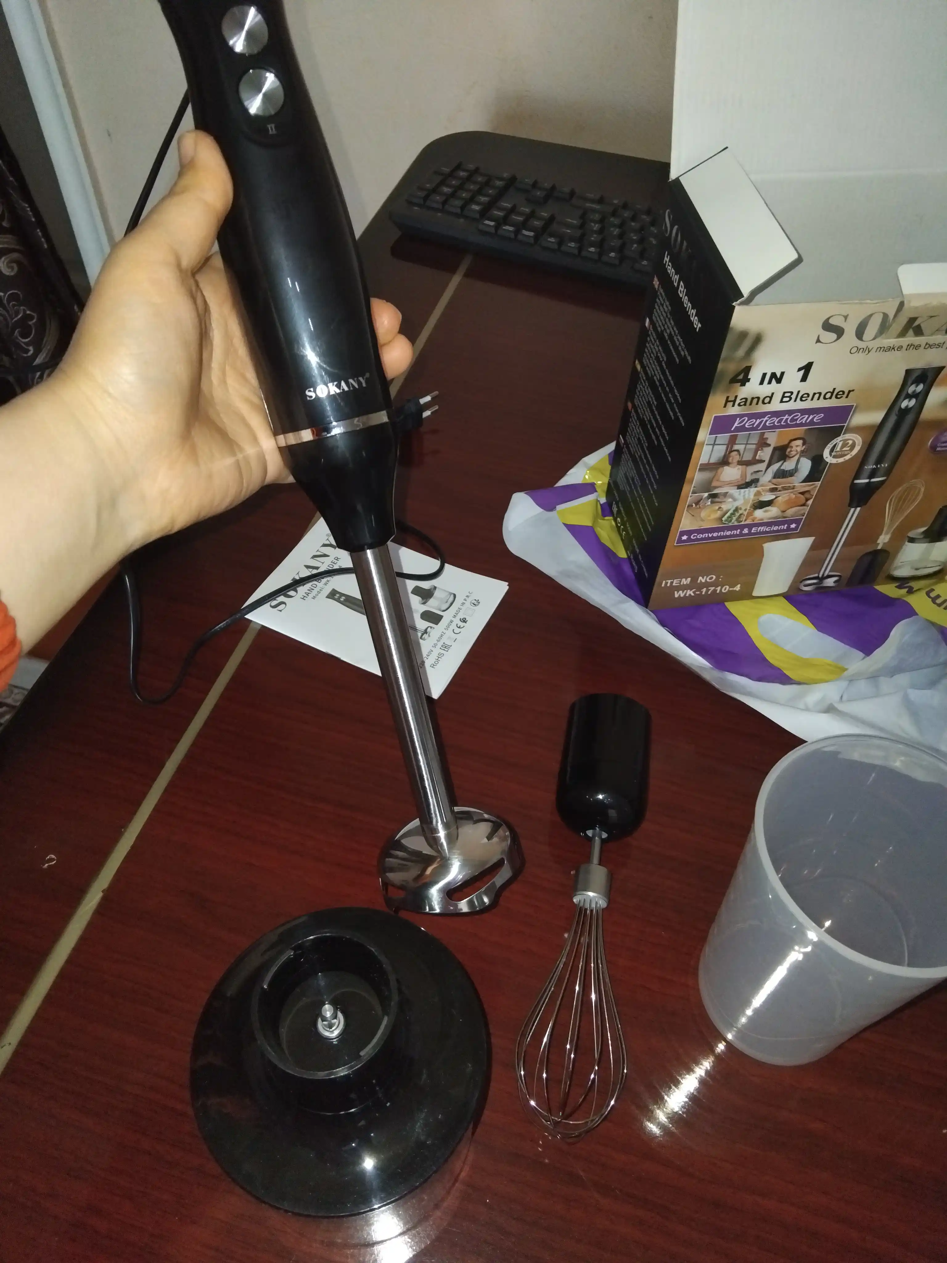 Blender qo'lda, piyola bilan, ko'p funktsiyali 5 tasi 1 da Sokany,nozullar sovg'a sifatida