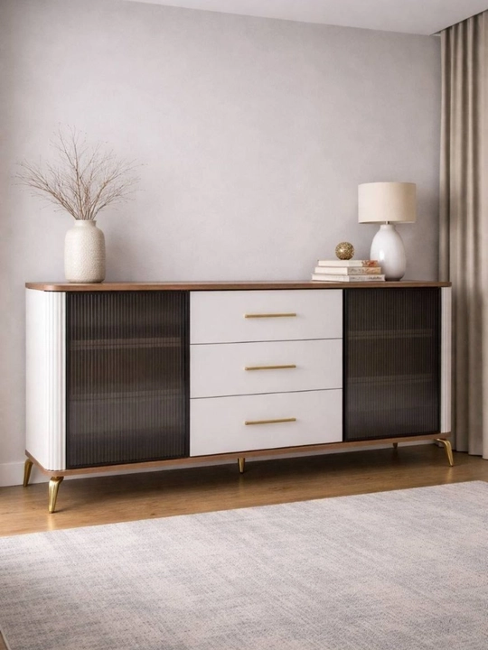 Zamonaviy kamod, oq-qora rang, 180x40x85 sm - 
