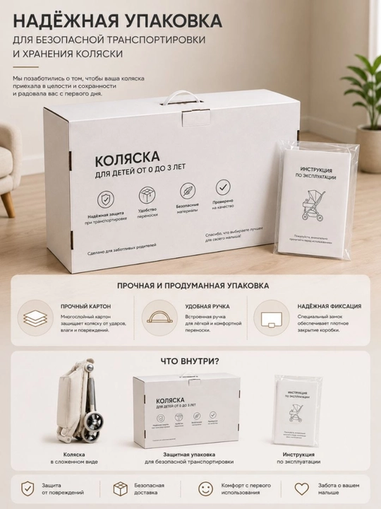 Складная детская коляска 3 в 1