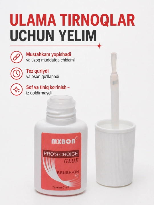 Cho‘tkali yasama tirnoqlar uchun rangsiz yelim - 