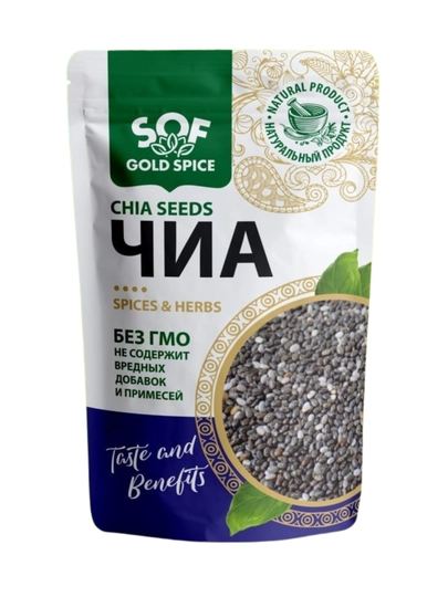 Семена чиа Sof Gold Spice натуральный суперфуд премиум 100 г — DZR-CHIYAS-CHI300