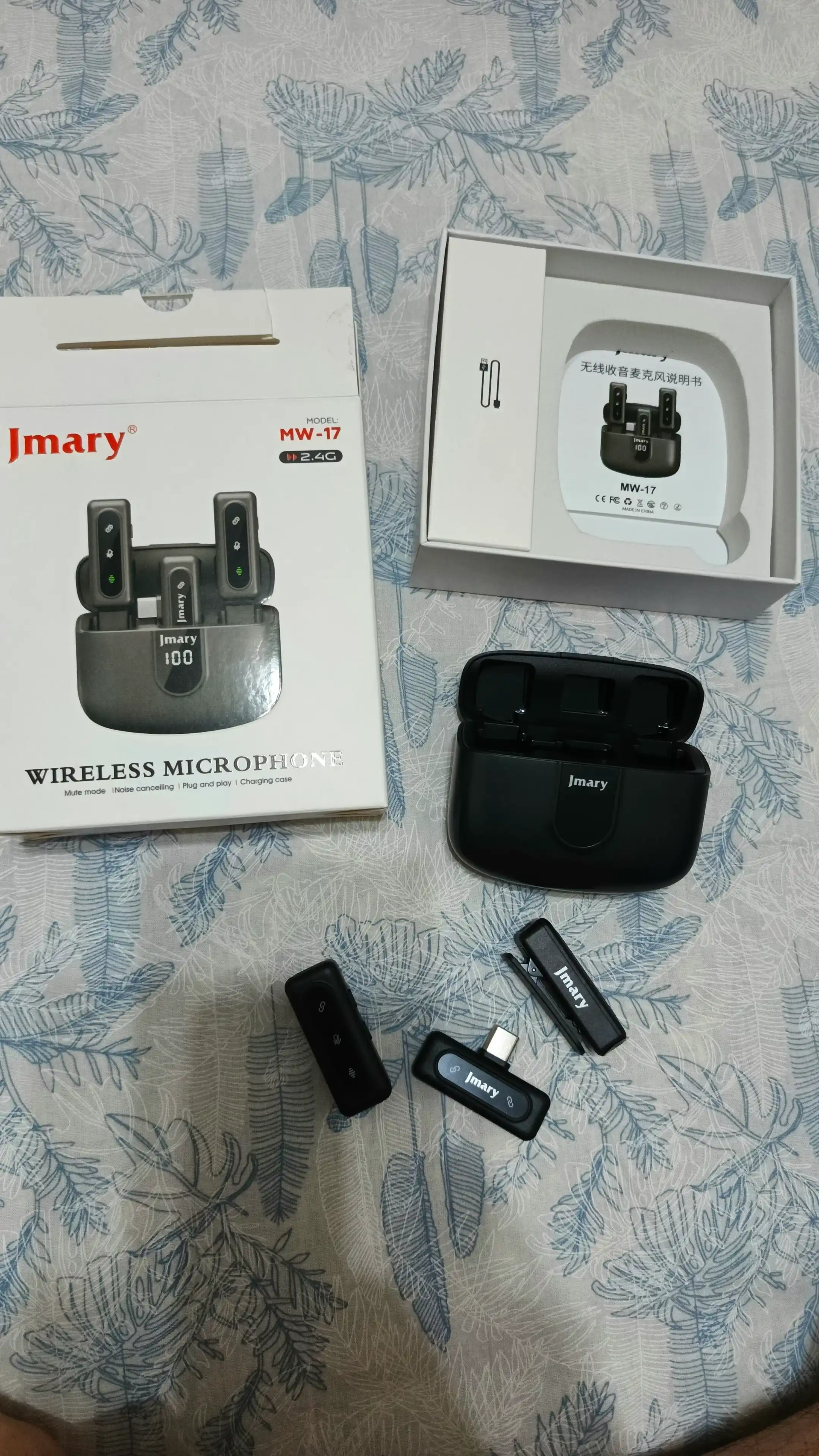 Jmary MW-17 Simsiz Mikrofon 2.4G–Shovqinni Bosuvchi, Bloger va Intervyu uchun Professional
