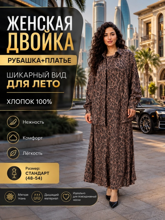 Ayollar uchun dvoyka  yozgi kostyum 2v1 uzun ko‘ylak bilan Paxtali oversize to‘plam 48–56