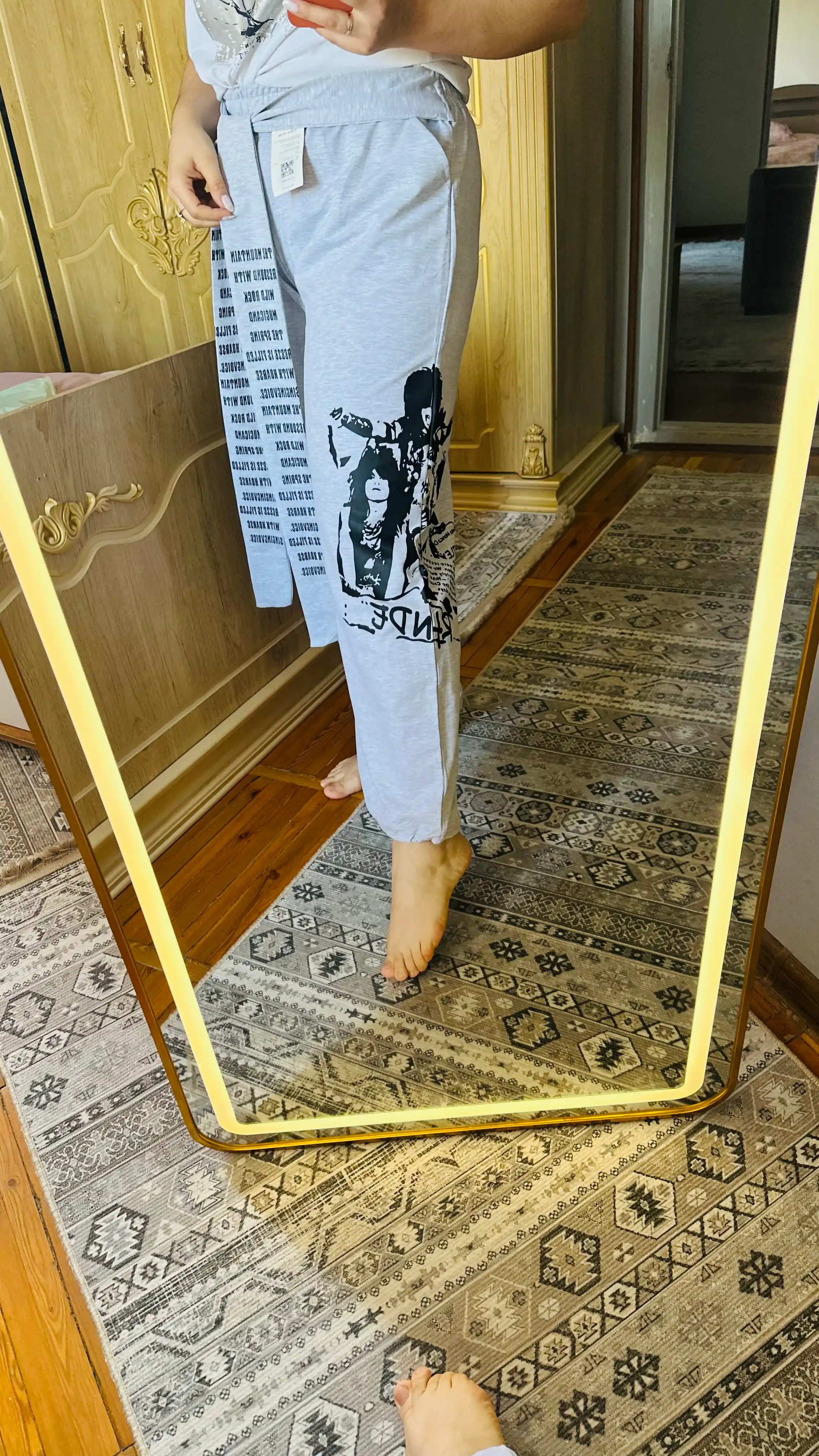 Ayollar yozgi sport shimi, keng oversize shim, yozgi triko