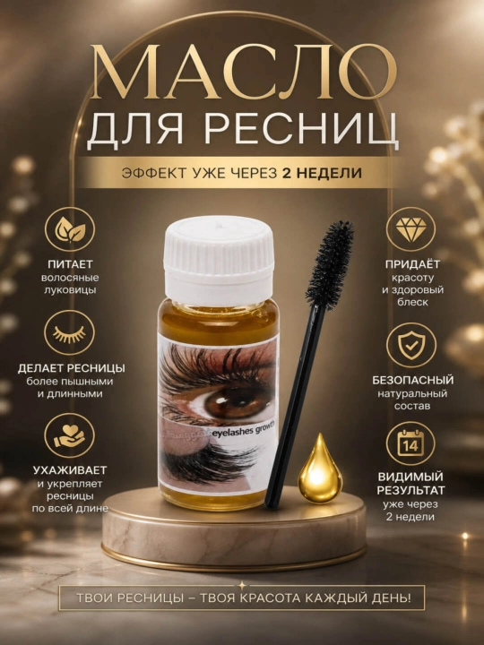 Масло для роста бровей и ресниц, щётка, 10 мл