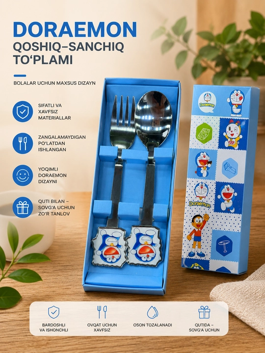 Bolalar uchun qoshiq va sanchqi to'plami - 