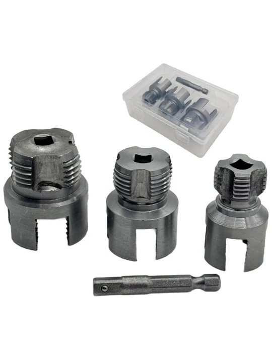 Набор матриц для труб из ПВХ, метчиков и плашек 3 в 1, 1/2"+3/4",+1", 3 шт