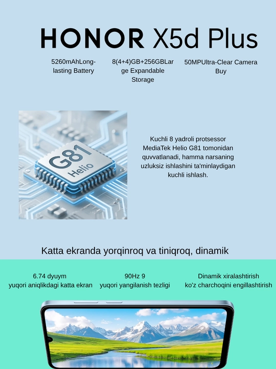 Honor X5d Plus (2026) —  5260 мАч, сверхчеткой 50-мп камерой и функцией MagicCapsule