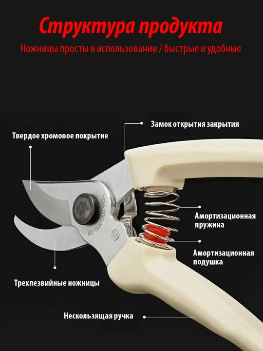 Садовый набор ножниц 2 шт, секатор, изогнутые и прямые ножницы, немецкое качество