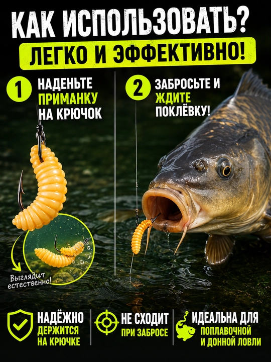 Опарыш силиконовый для рыбалки, искусственная наживка для карася и карпа